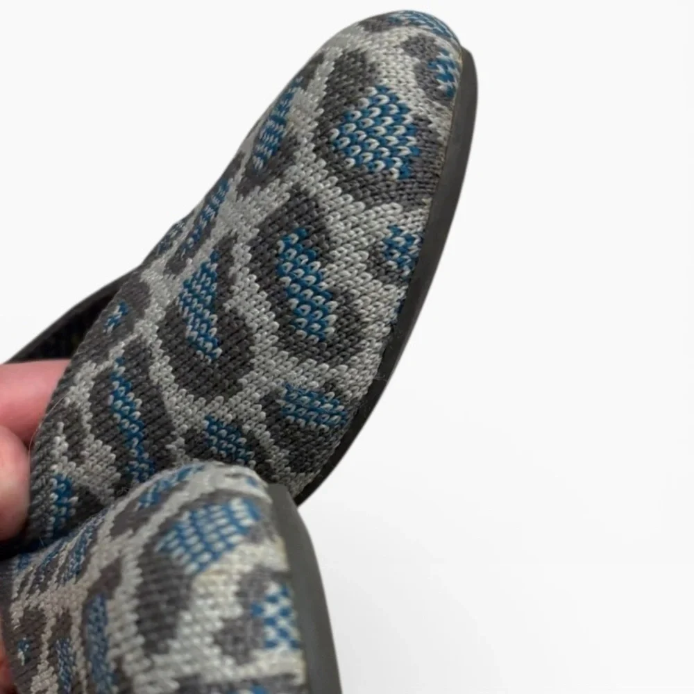 Rothy’s retired gray spotted Leopard Print the square shoes gray Blue 8.5
